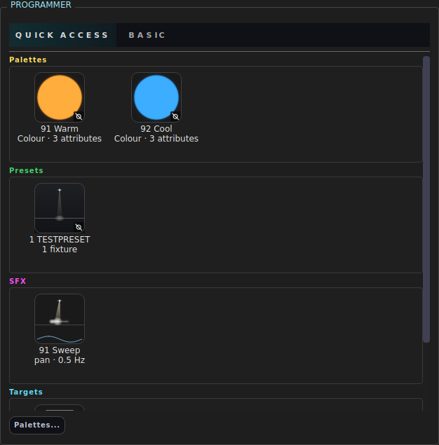 The four Quick Access rows